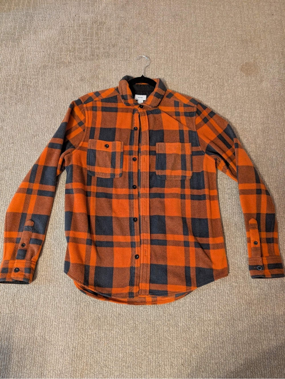 Old Navy Orange and Black Plaid Shirt